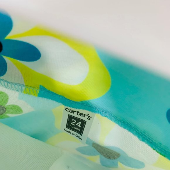Carters Toddler Girls 24 Months Sundress Retro Style Tropical Floral Summer Play - Picture 8 of 8